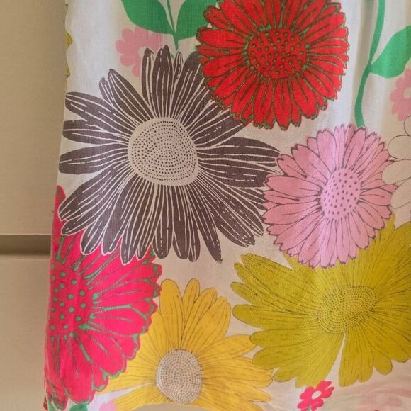 Mini Boden |Childs White Floral Lin/Ctn Dress, Slvls, Piped Neck & Armhole, 5-6Y - Picture 4 of 10